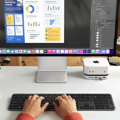Satechi EX3 Slim trådlöst tangentbord, amerikansk engelsk layout – ansluter fyra enheter trådlöst - Space Black