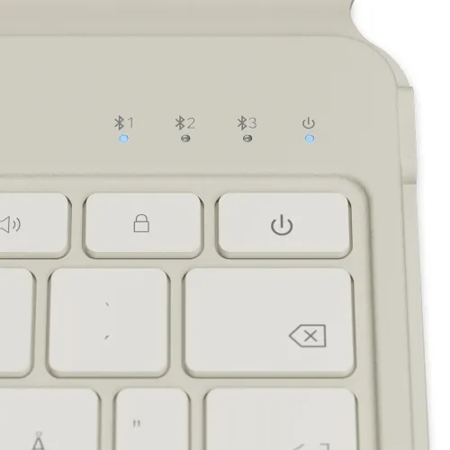 Satechi OntheGo™ Klaviatūra su stovu Nordic Layout - Trijų įrenginių perjungimas Bluetooth - Smėlis