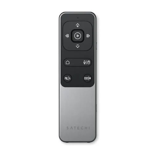 Satechi R2 Bluetooth multimedijos nuotolinio valdymo pultas su kryptiniu valdikliu ir medijos mygtukais, juodos ir sidabrinės spalvos