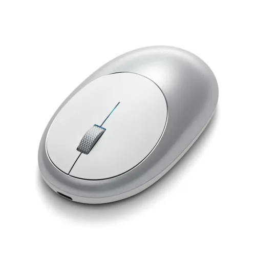 Satechi M1 Bluetooth juhtmevaba hiir hõbedases toonis, ergonoomilise ovaalse disaini ja kerimisrattaga