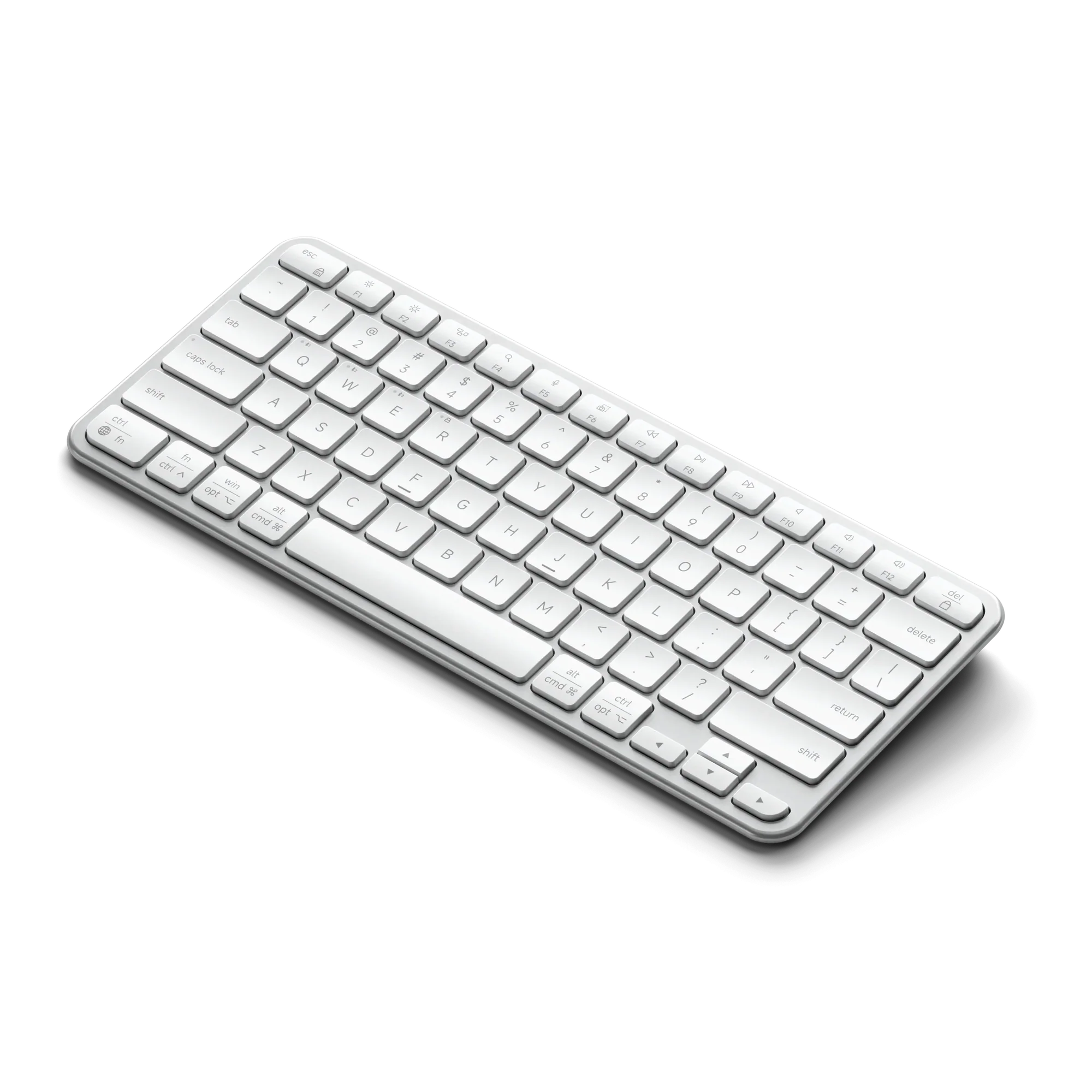Satechi EX1 Slankt trådlöst tangentbord med amerikansk layout – Bluetooth och USB-C-dongel för anslutning - Silver