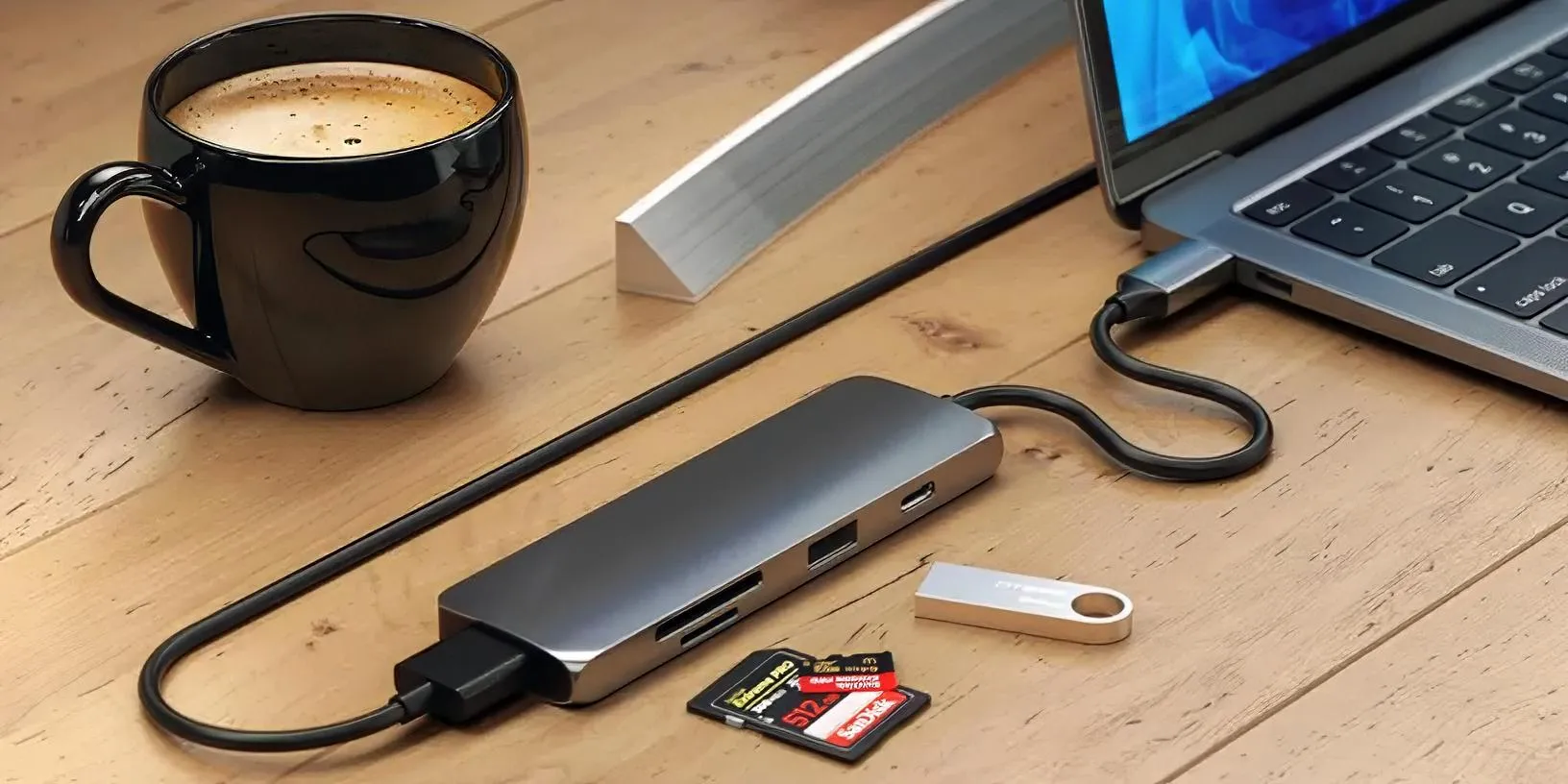 En elegant och kompakt multiportadapter som utökar anslutningsmöjligheterna för MacBook och andra USB-C-enheter