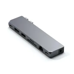 Satechi Pro Hub Max Space Grey with USB-C PD, 4K HDMI, Ethernet, USB-A, Micro/SD Card Readers, designed for 2021 MacBook Pro