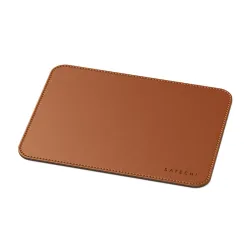 Brown Satechi Eco-Leather Mousepad with wrist support and water-resistant surface for modern workspaces.