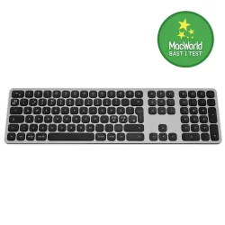 Satechi Space Gray Extended Wireless Keyboard med nordisk layout til iMac, med Bluetooth-forbindelse til op til 3 enheder.