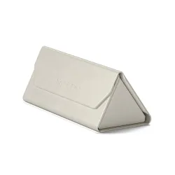 Satechi FindAll Vegan-Leather Glasses Case in Sand with AirTag pocket, premium microfiber lining, magnetic closure, and travel-friendly design