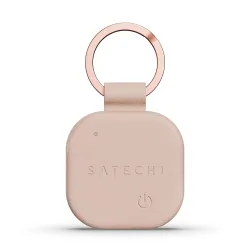 Satechi Findall Vegan-Leather Keychain in Desert Rose with Apple Find My tracking, wireless charging, and premium sand finish