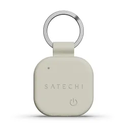 Satechi Findall Vegan-Leather Keychain with Apple Find My in sand color, premium design, Bluetooth 5.4, wireless charging, water-resistant